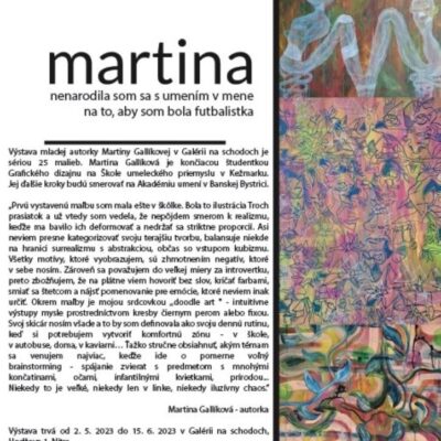 Výstava mladej autorky Martiny Gallíkovej v Galérii na schodoch